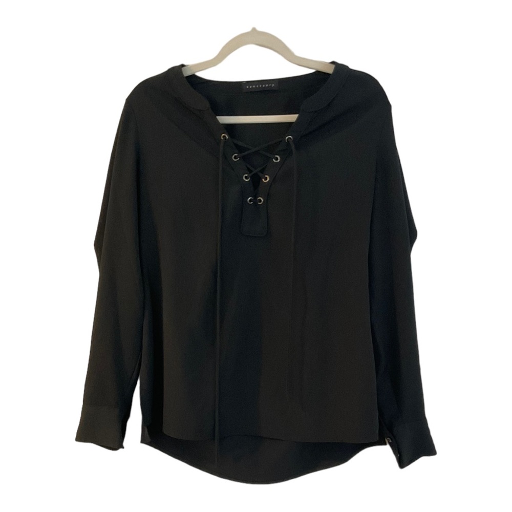 Sanctuary Long Sleeve Black Top- Small